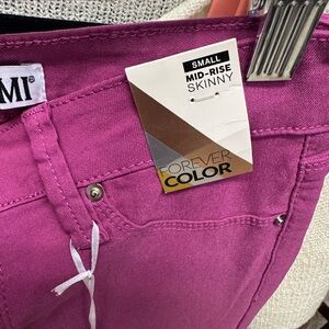AMI Women's Pink Mid-Rise Skinny Jeans